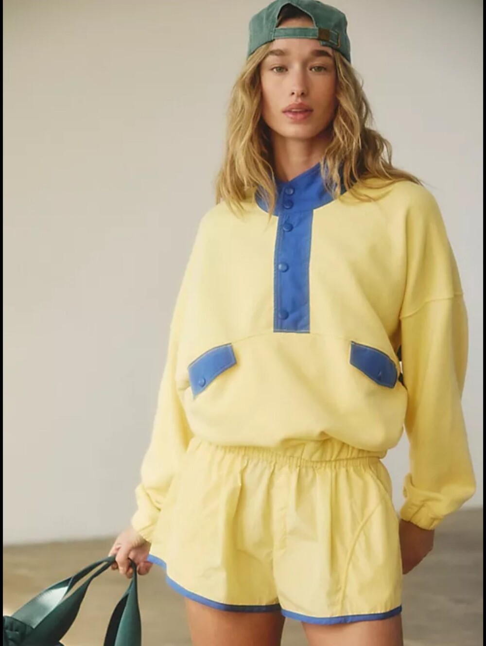 Yellow and Blue Two-Piece Pullover Set